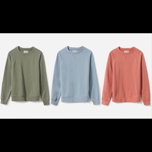 Everlane light weight French terry crewneck sweater in Salmon/Coral pink - Picture 3 of 8